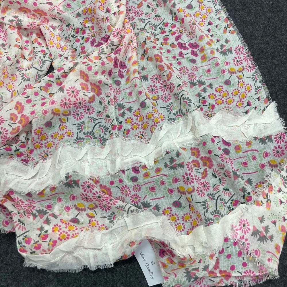 NEW Vera Bradley 27'' x 66'' Wool Blend Oblong Ruffle Scarf Tulip Ditsy Floral